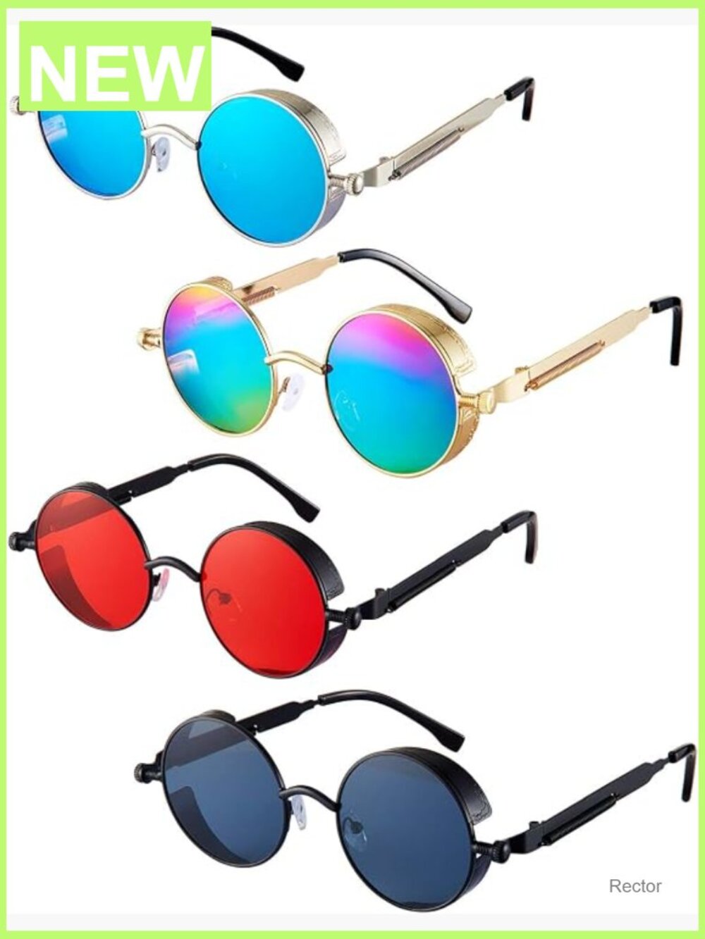 4 Pcs Retro Steampunk Sunglasses Gothic Round Circle Glasses Unisex